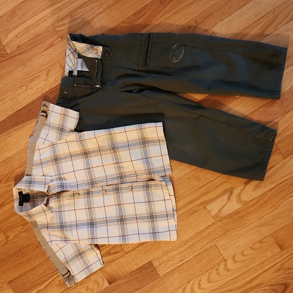 Boys Burberry plaid short sleeve button down shirt and...